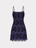 Purple Floral Mesh Dress