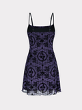 Purple Floral Mesh Dress