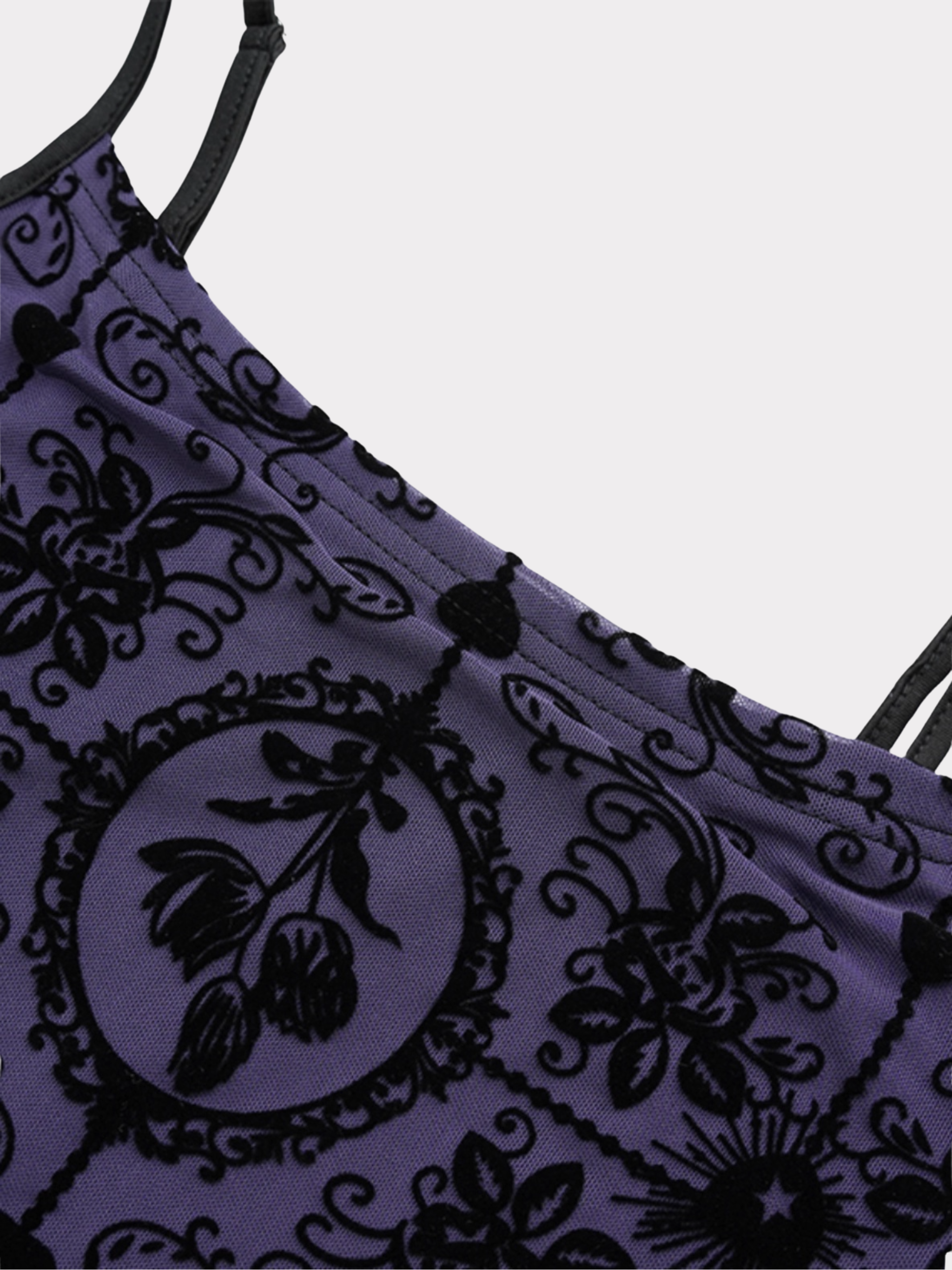 Purple Floral Mesh Dress