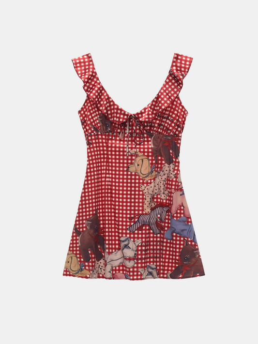 Gingham Mini Ruffle Dress