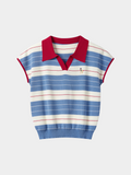 Striped Knit Polo Top