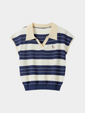 Striped Knit Polo Top