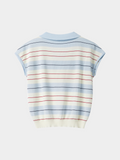 Striped Knit Polo Top