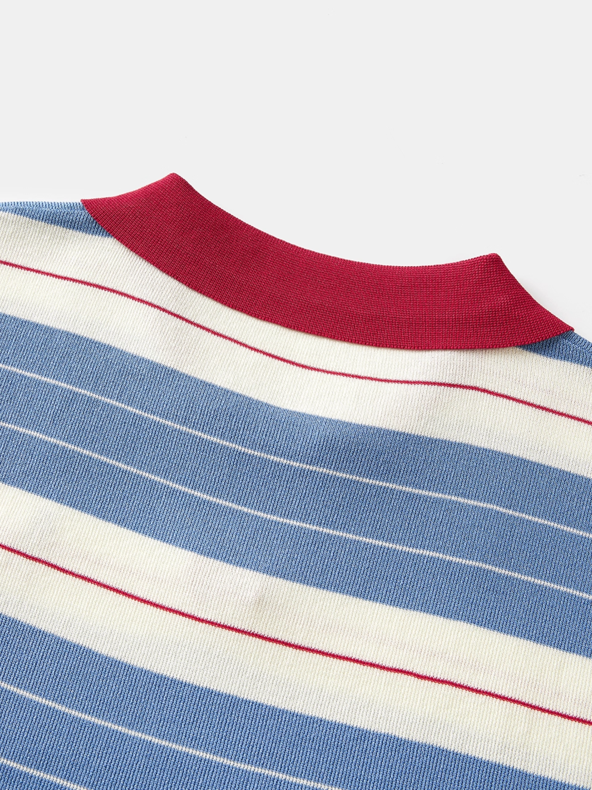 Striped Knit Polo Top