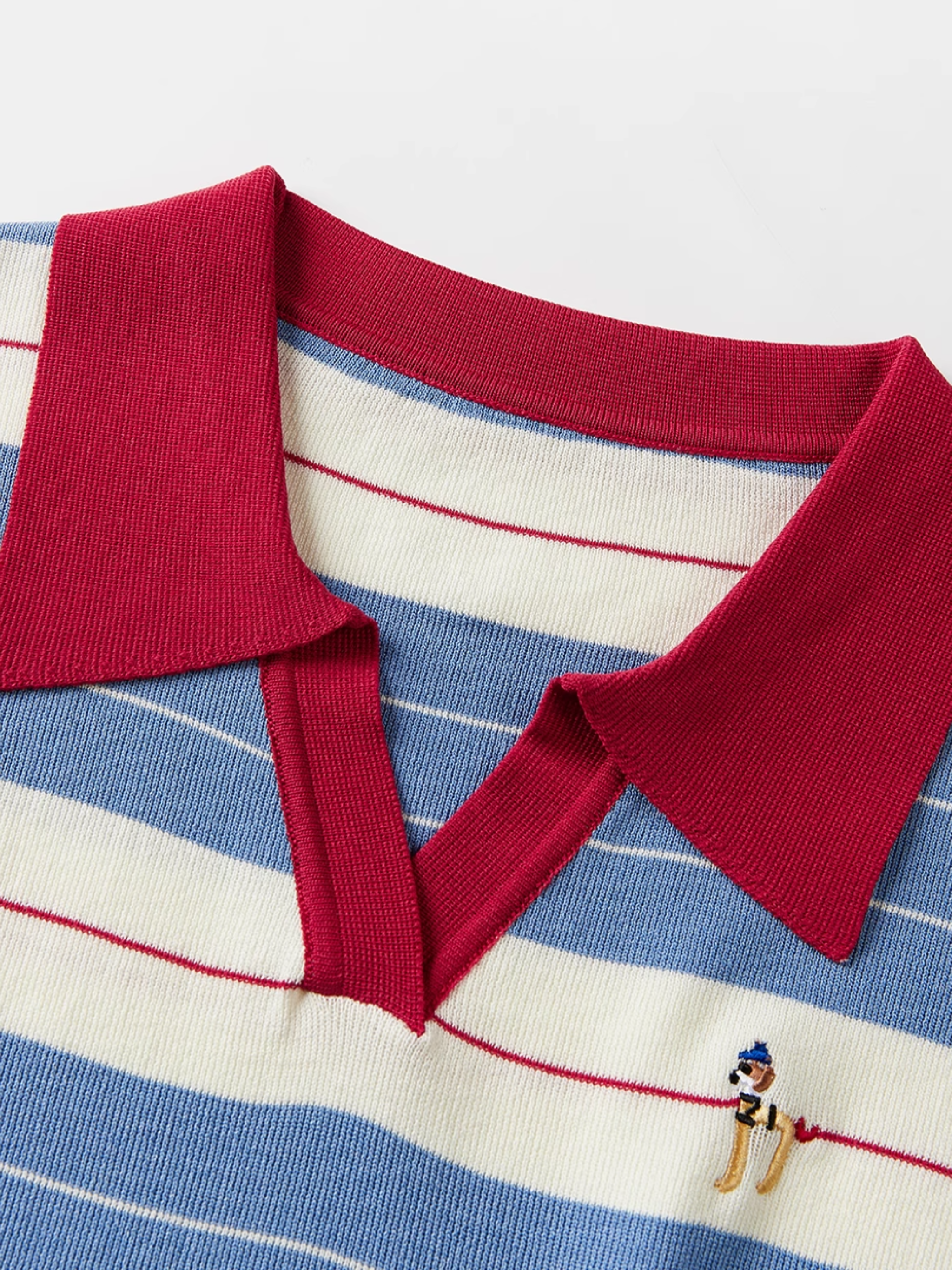 Striped Knit Polo Top