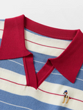 Striped Knit Polo Top