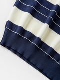Striped Knit Polo Top