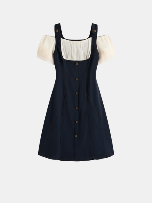 Navy Button Dress