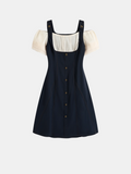 Navy Button Dress