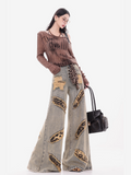 Wide-Leg Patchwork Jeans