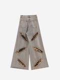 Wide-Leg Patchwork Jeans