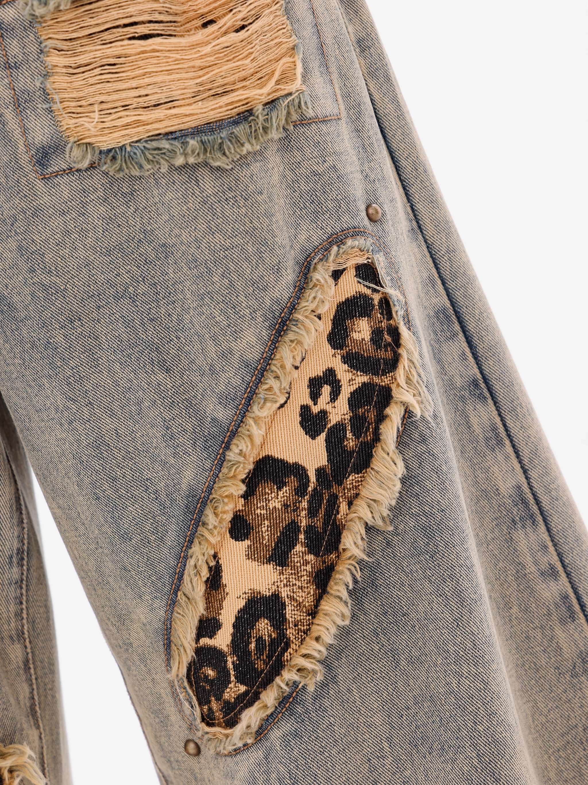 Wide-Leg Patchwork Jeans