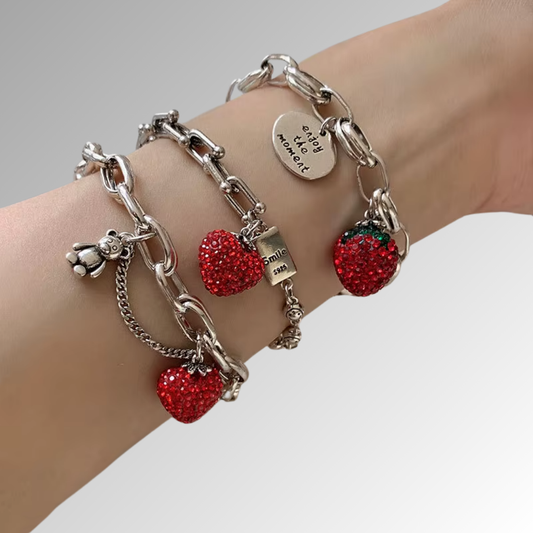 Bracelet chaîne en zircon à la fraise