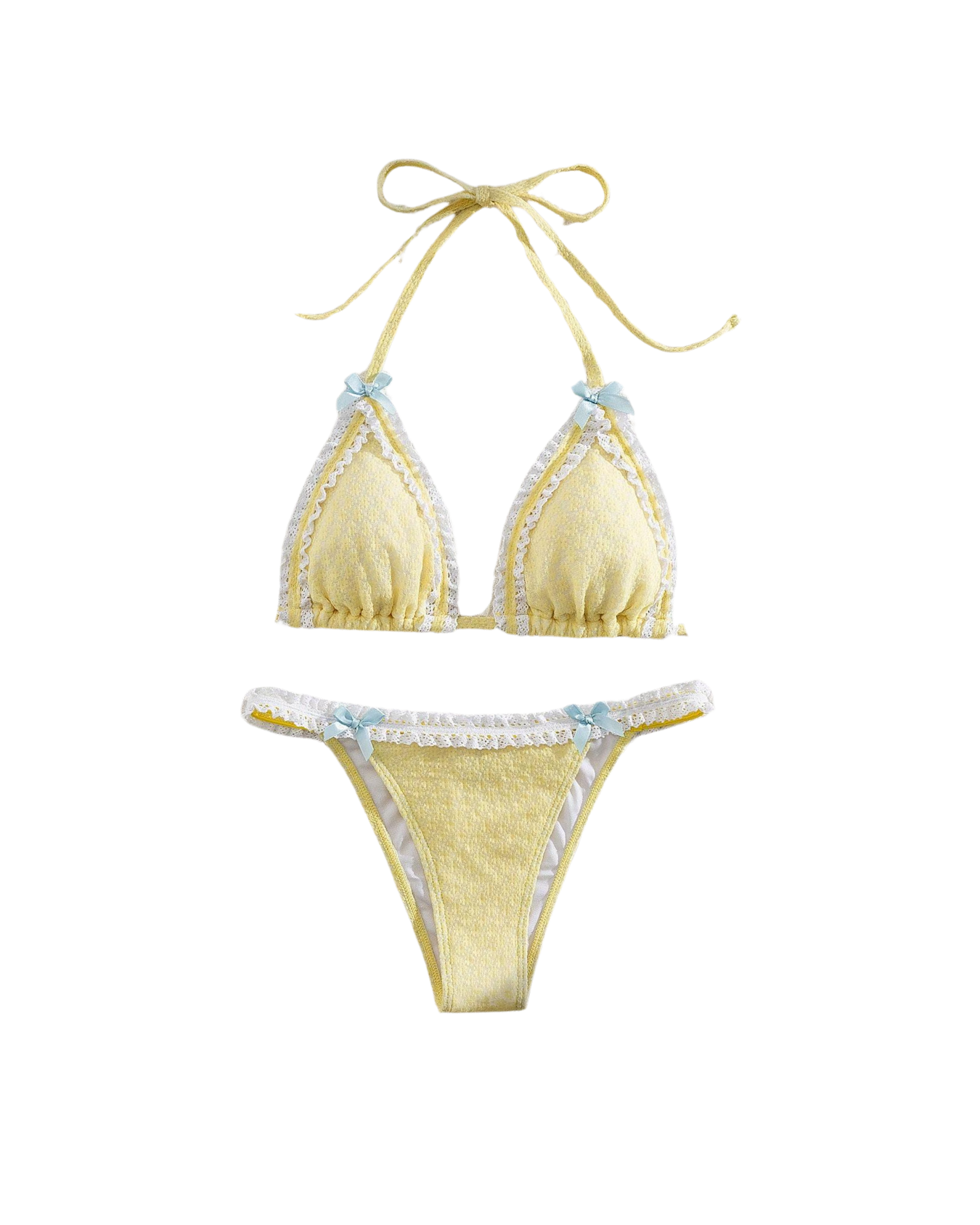 Bikini à bordure en dentelle pastel