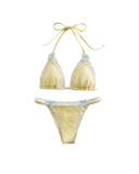 Bikini à bordure en dentelle pastel