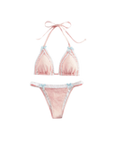 Bikini à bordure en dentelle pastel