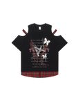 Cut-Out Plaid Hem T-Shirt