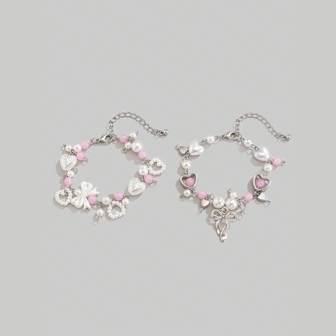 Heart and Pearl Charm Bracelets