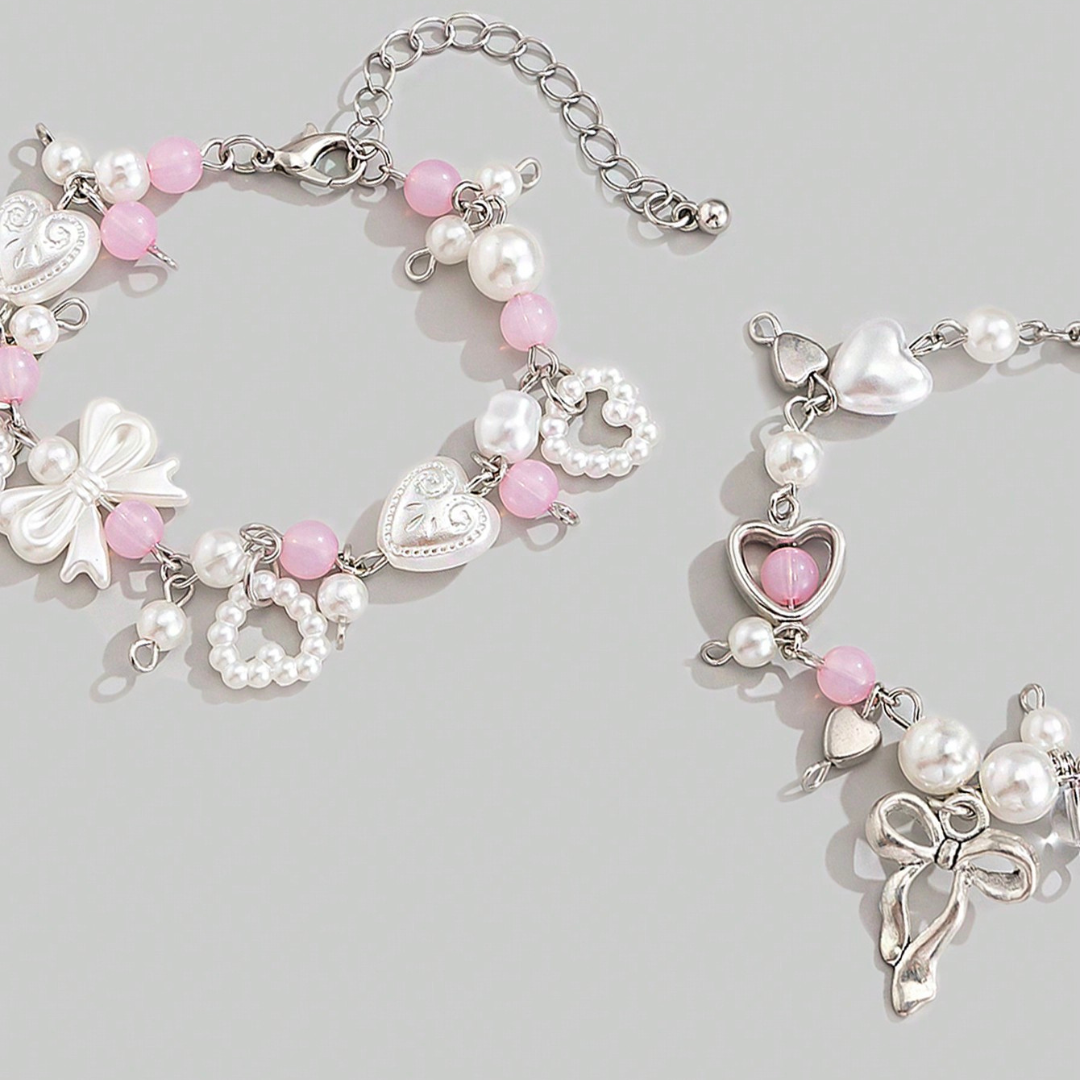 Heart and Pearl Charm Bracelets