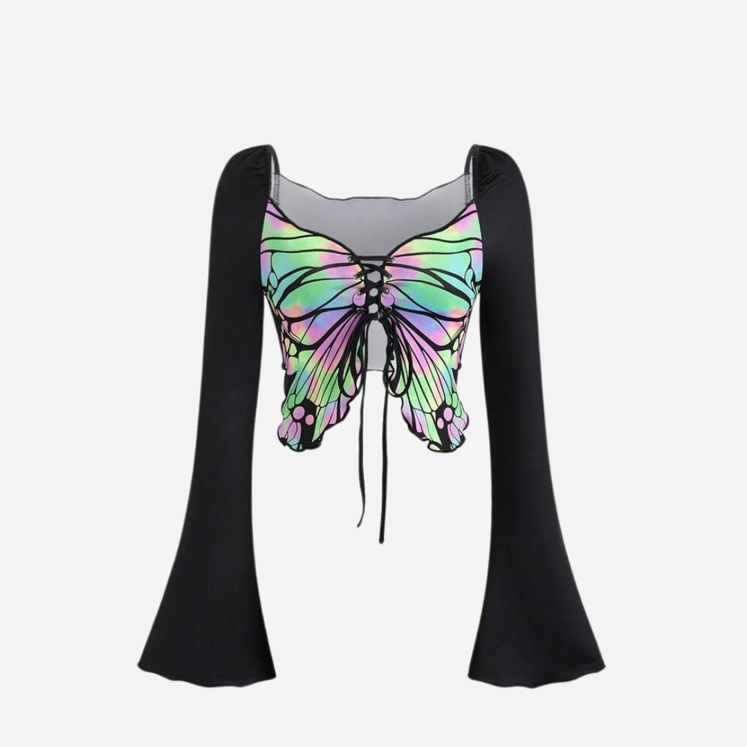Haut court réfléchissant avec ailes de papillon