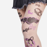 Collants transparents à imprimé tête de mort