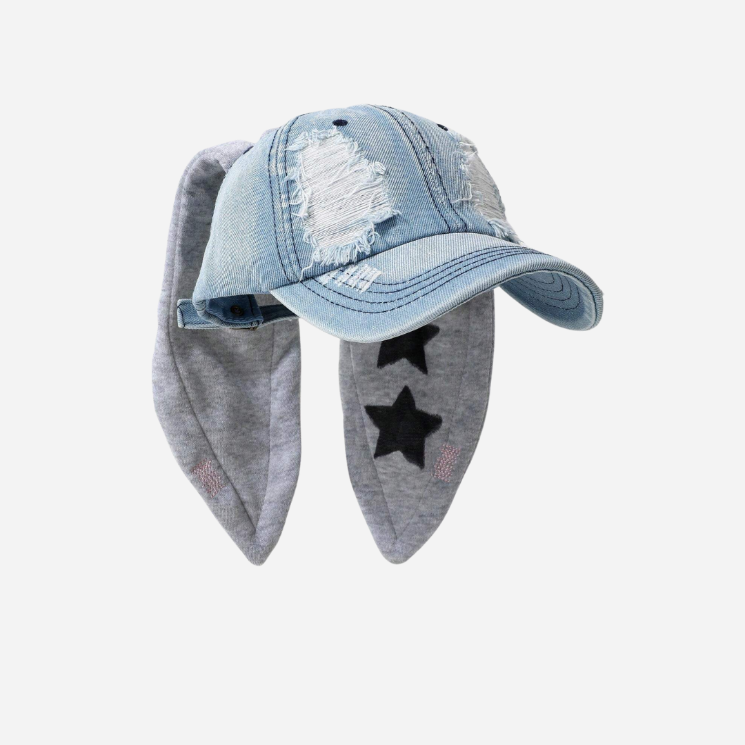 Bonnet en denim avec oreilles de lapin