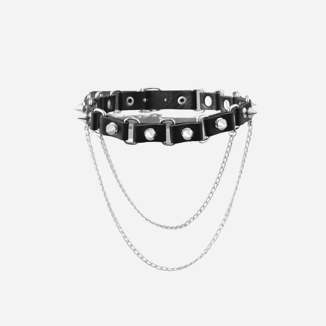 Spiked Choker with Chains