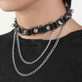 Spiked Choker with Chains