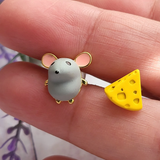 Boucles d'oreilles souris et fromage