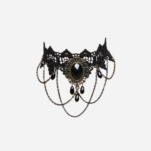 Collier ras du cou en dentelle noire