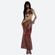Long printed mesh dress