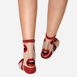Lip Print Sheer Socks.