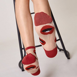 Lip Print Sheer Socks.