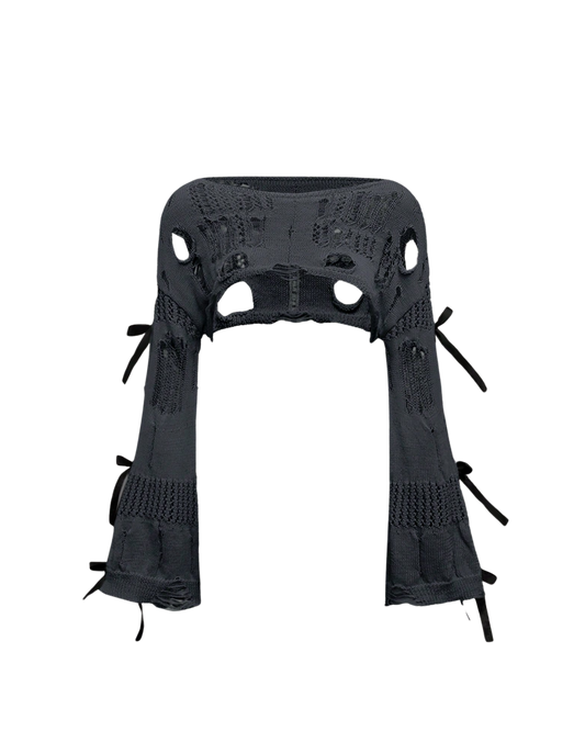 Hollow-shoulder knitted sweater
