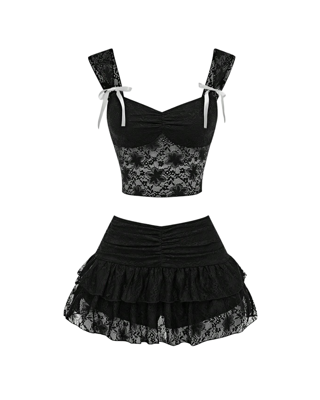 Ensemble plissé en dentelle