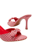 Mules à talons et nœud vichy