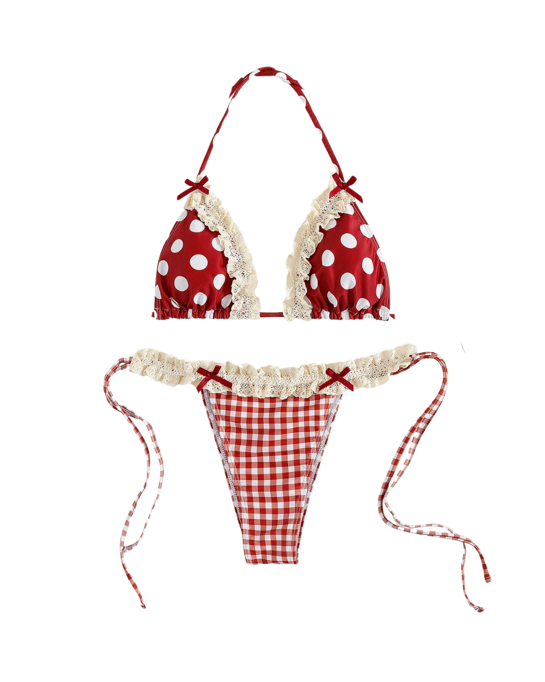 Bikini en dentelle à pois