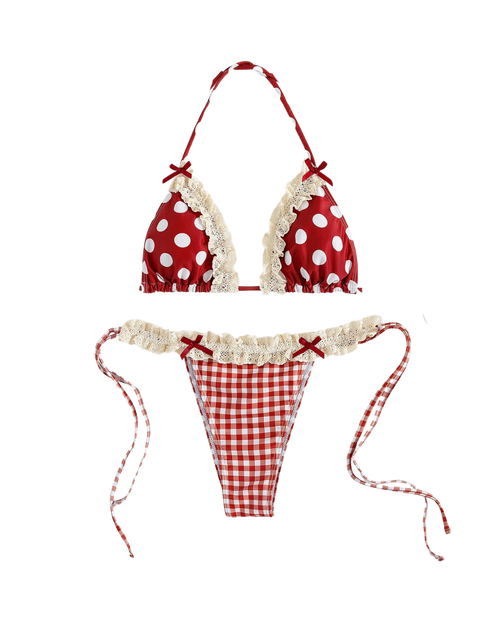 Bikini en dentelle à pois