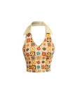 Retro Floral Halter Crop Top