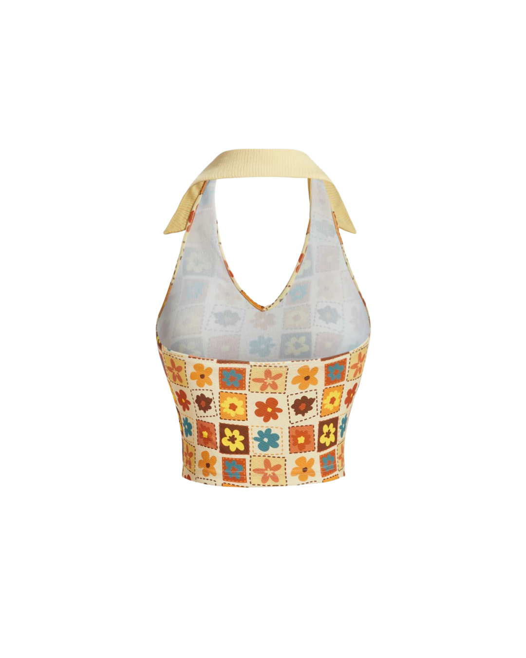 Retro Floral Halter Crop Top