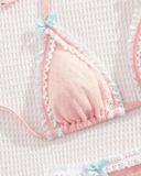Bikini à bordure en dentelle pastel