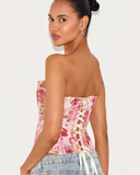 Sheer pink floral corset