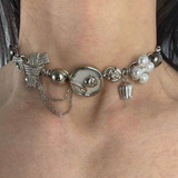 Floral Enamel Bow Necklace