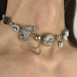 Floral Enamel Bow Necklace