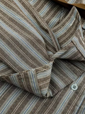 Vintage Stripe Cropped Shirt with Tie