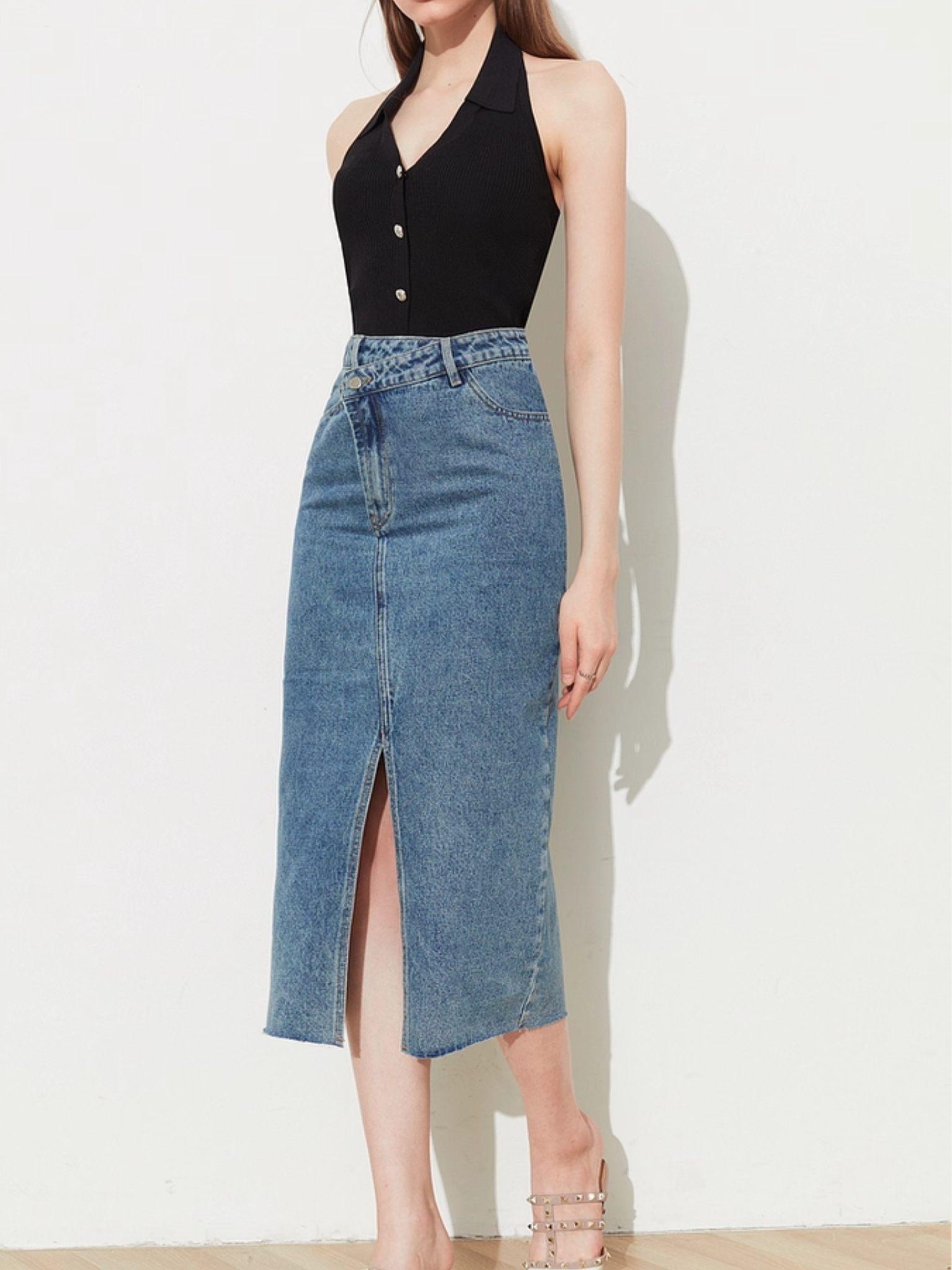 Vintage Denim Midi Skirt