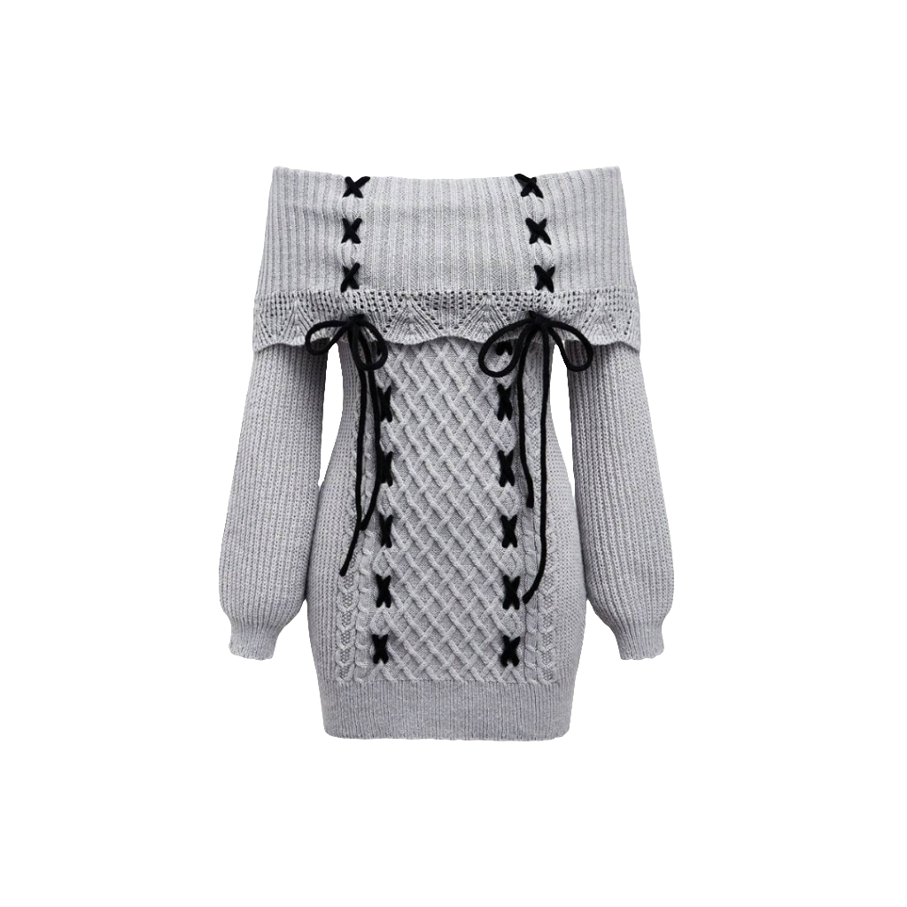 Lace-up sweater dress