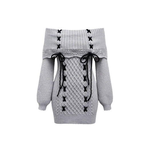 Lace-up sweater dress