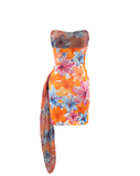 Draped Side Floral Dress