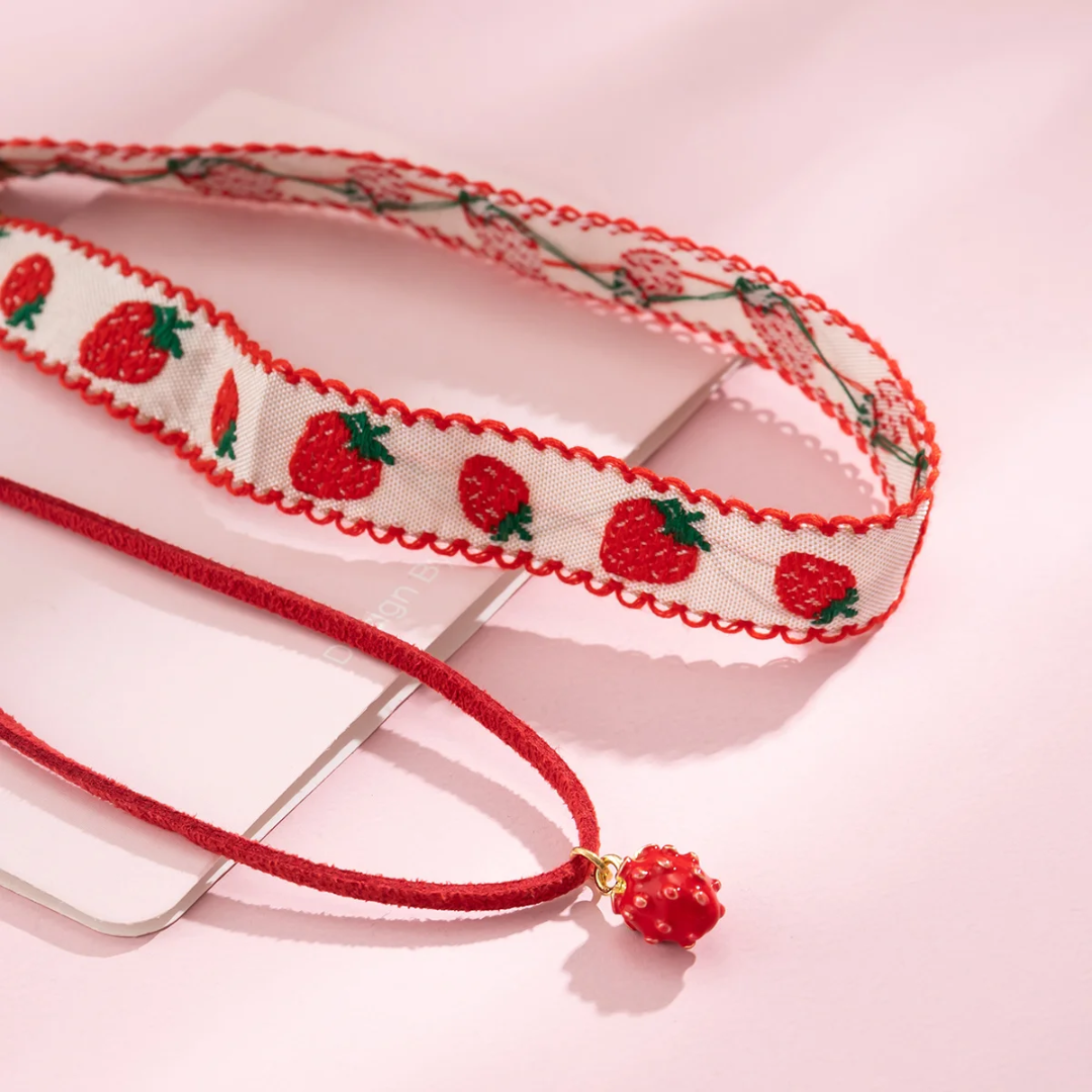 Duo collier fraise